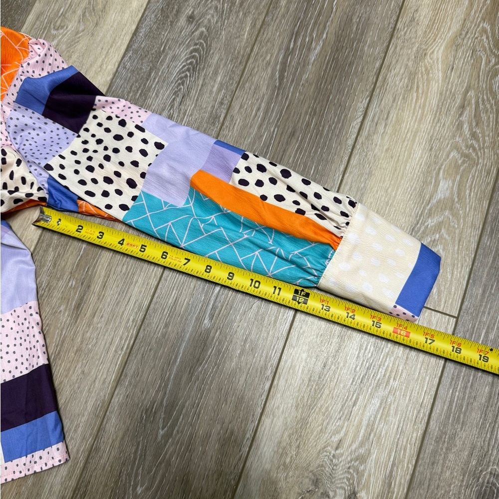 #12) Mod Boutique Colorful Patchwork Button Down … - image 4